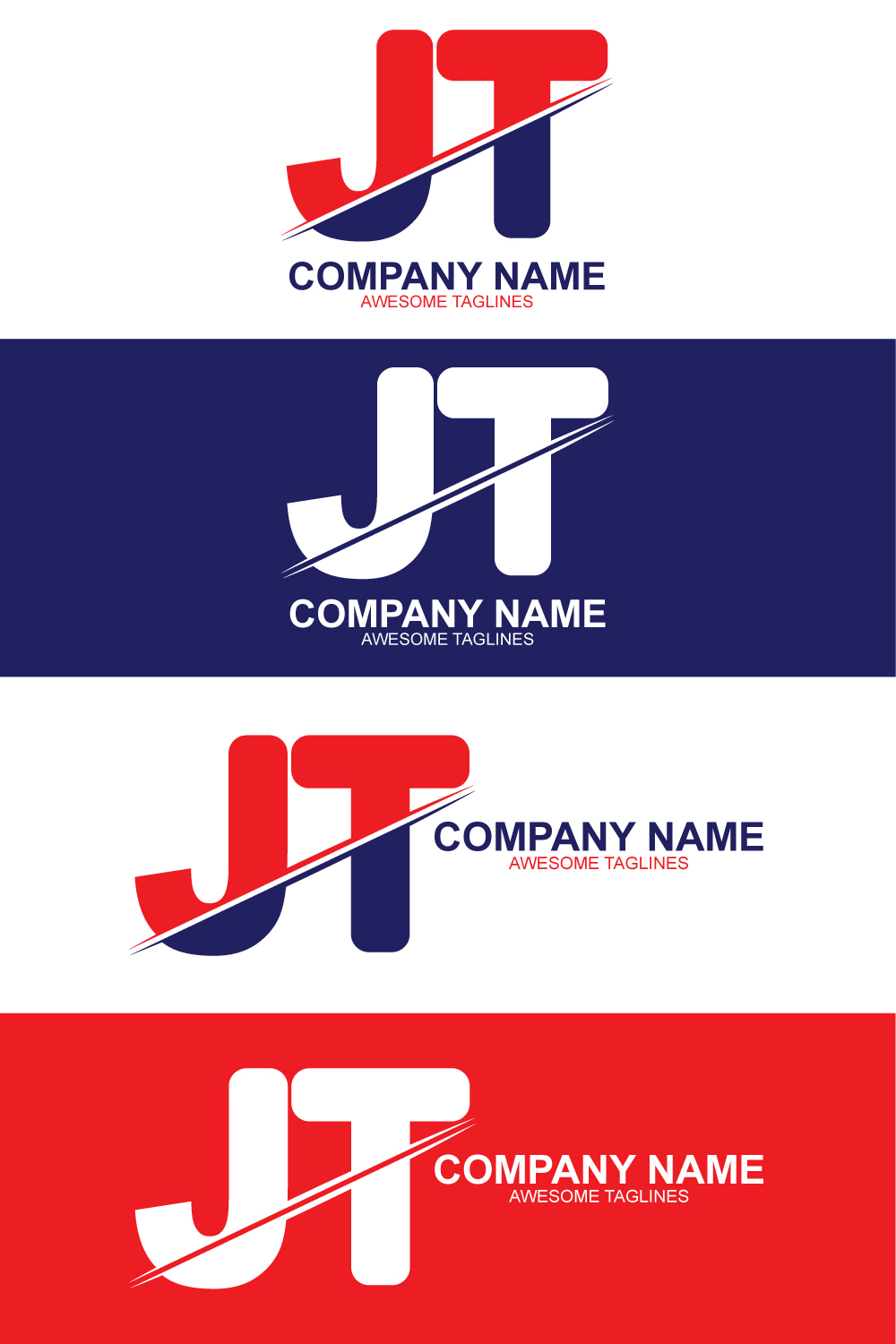 Professional JT letter logo template design pinterest preview image.