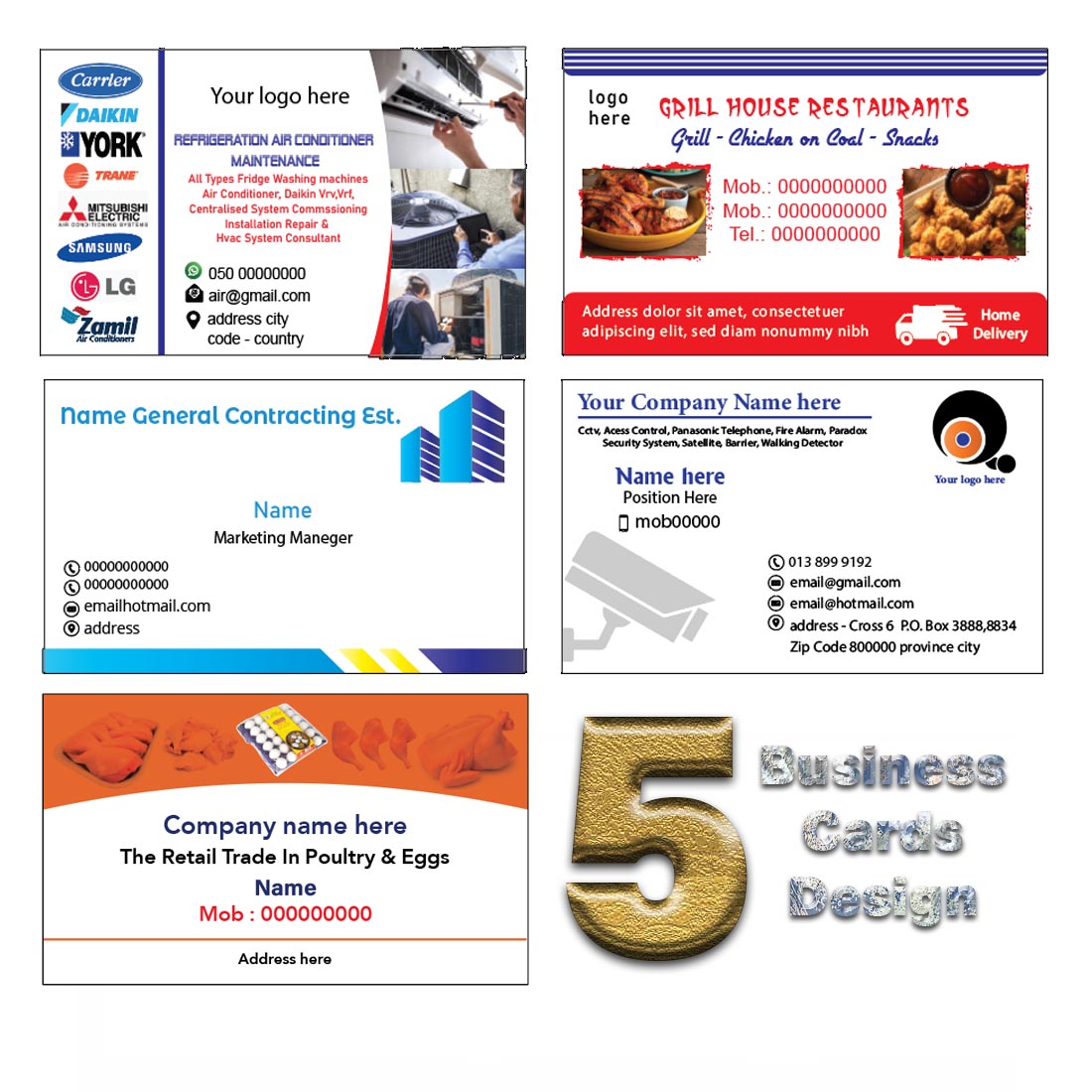 5 business card adobe illustrator cover image.