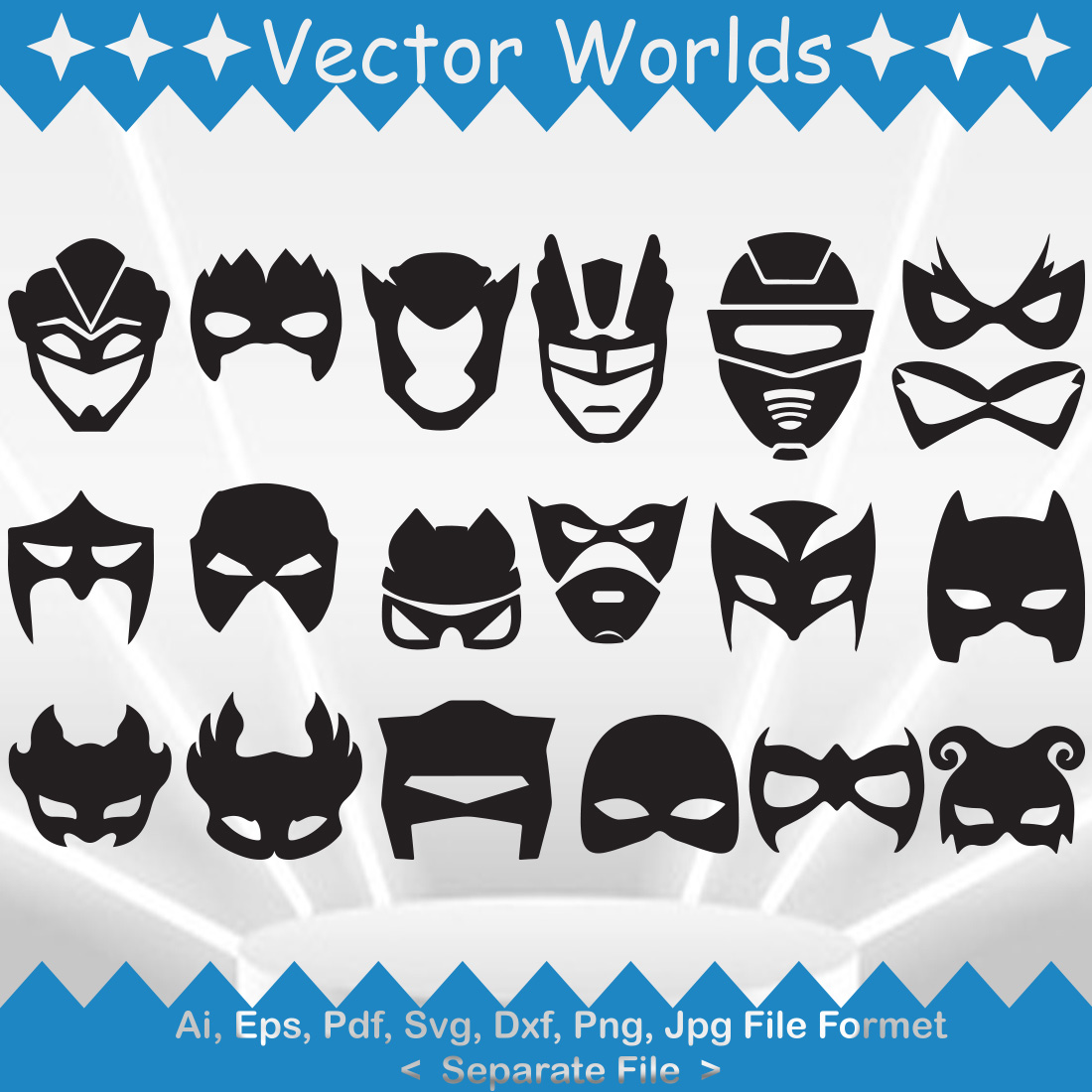 Super Hero's Mask SVG Vector Design preview image.