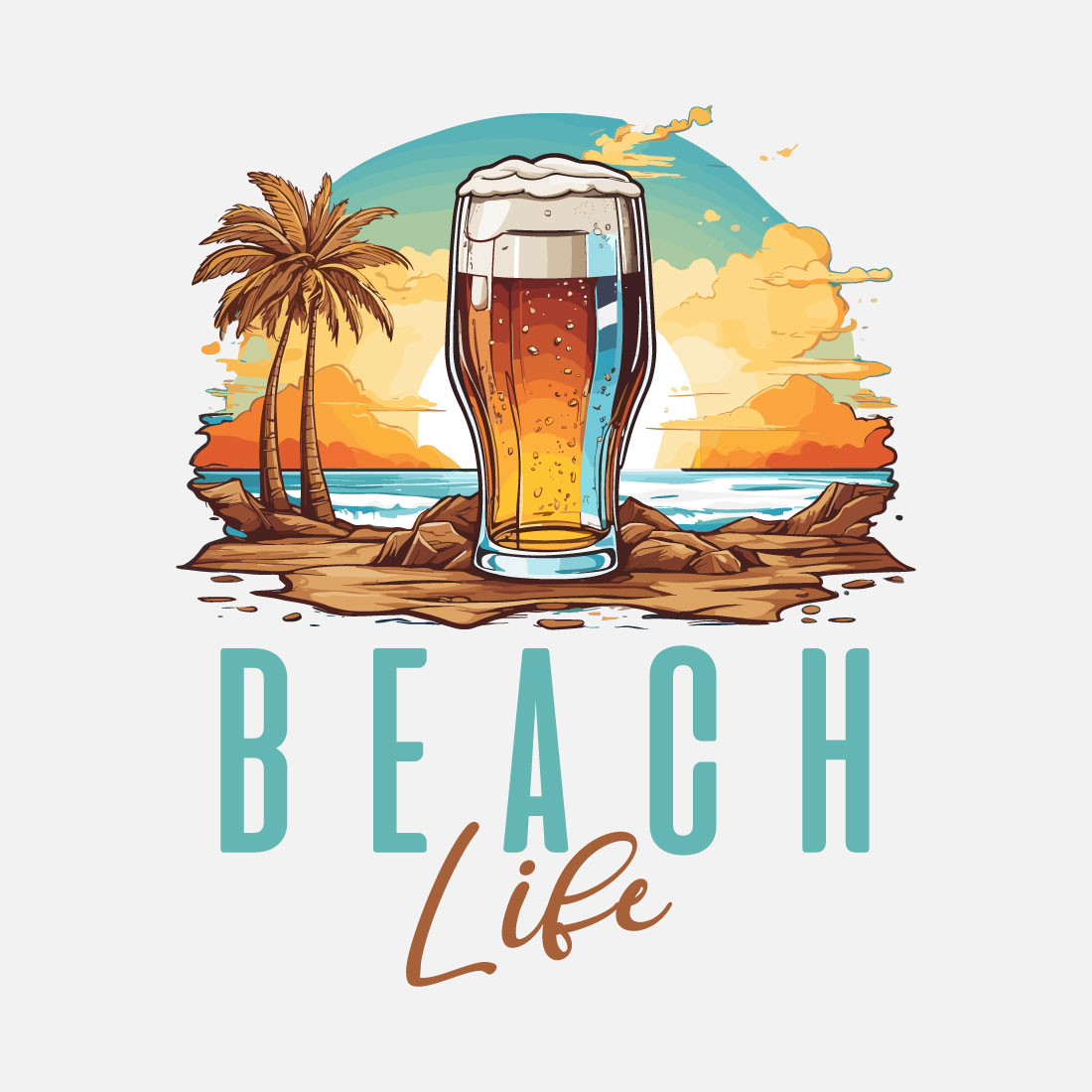 Summer Beer Beach T-shirt Design preview image.