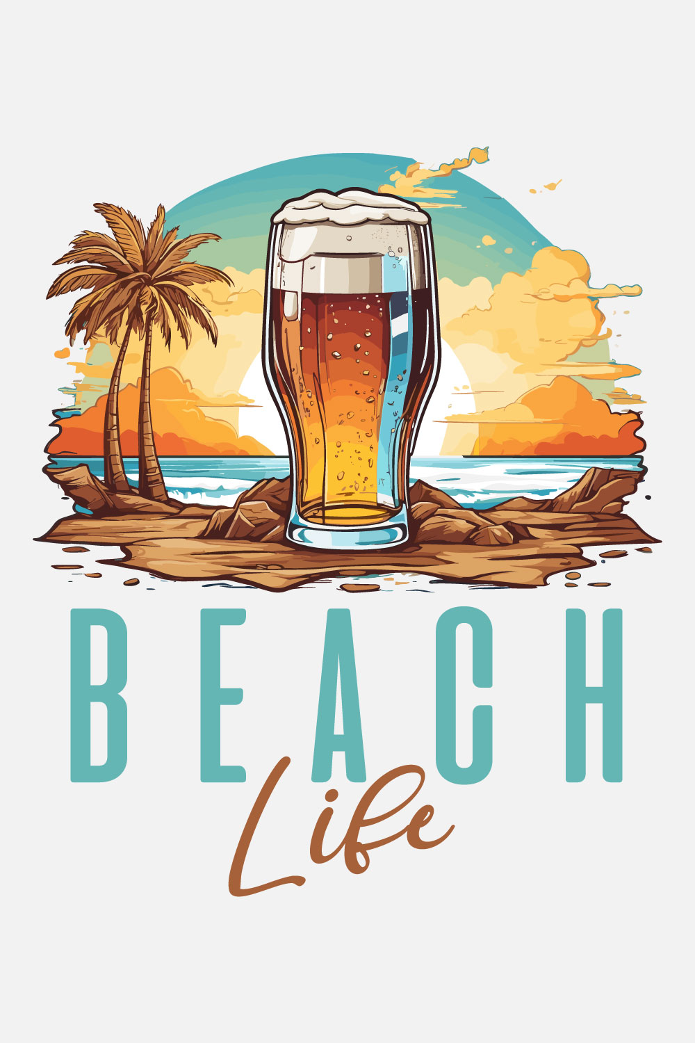 Summer Beer Beach T-shirt Design pinterest preview image.