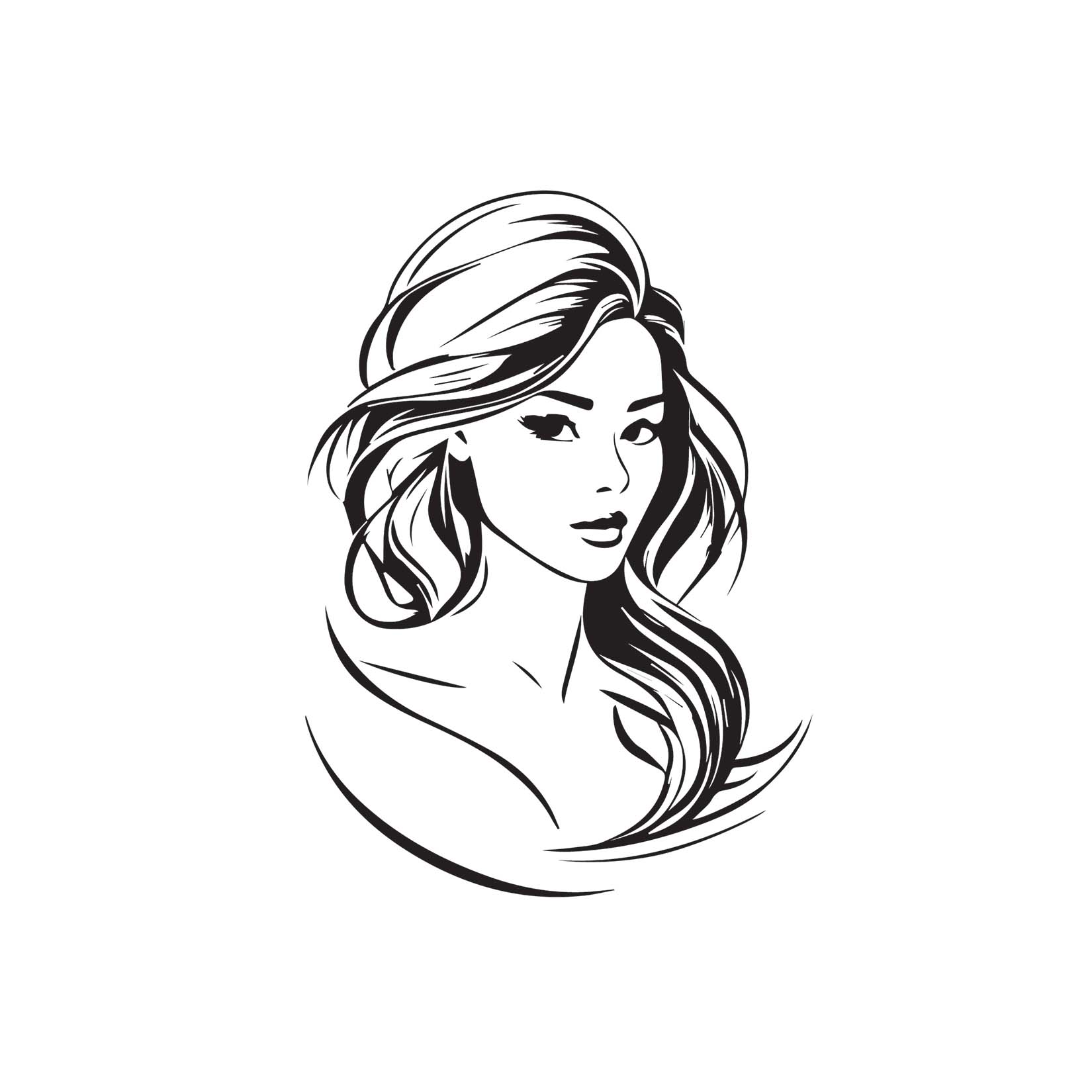 Beauty girl black and white logo preview image.