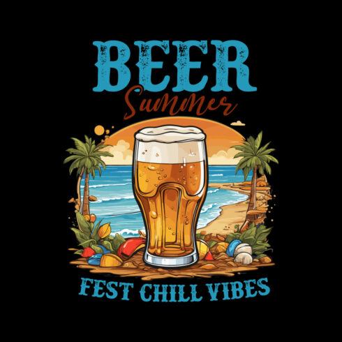 Summer Beer Beach T-shirt Design cover image.