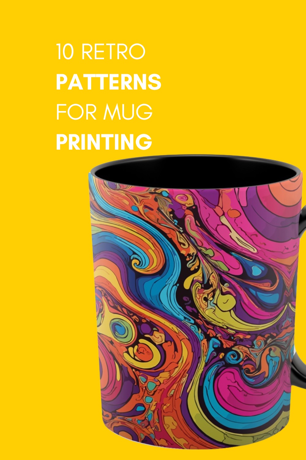 10 Retro Theme Print-Ready Patterns for Mug Printing pinterest preview image.