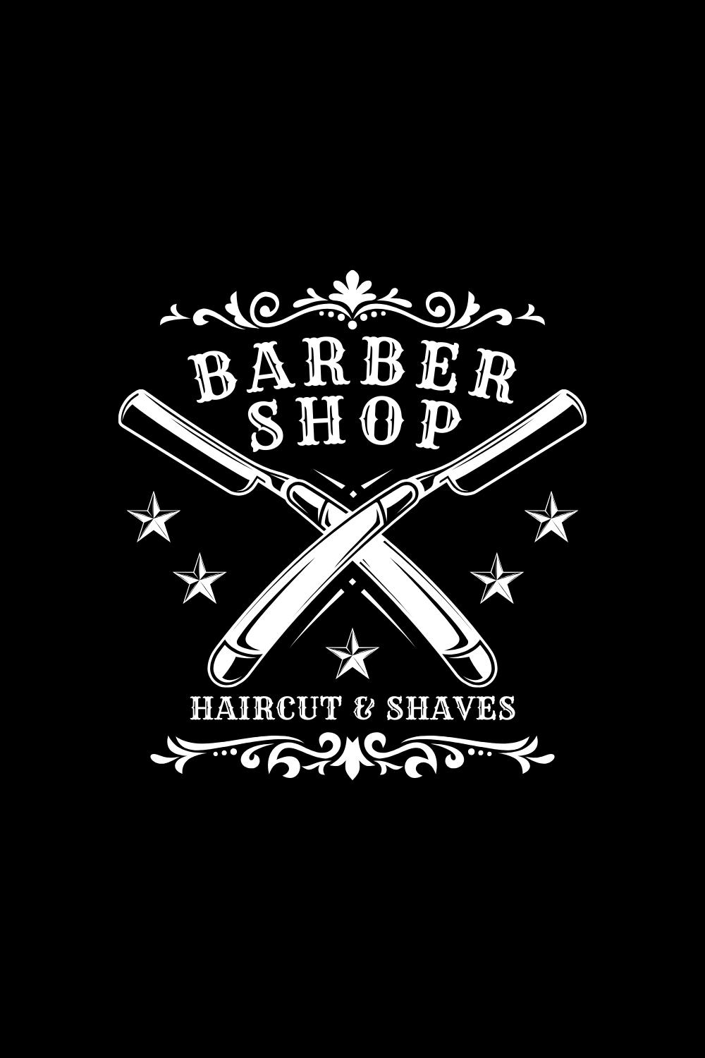 Black Brown Vintage Barber Shop Logo Template pinterest preview image.