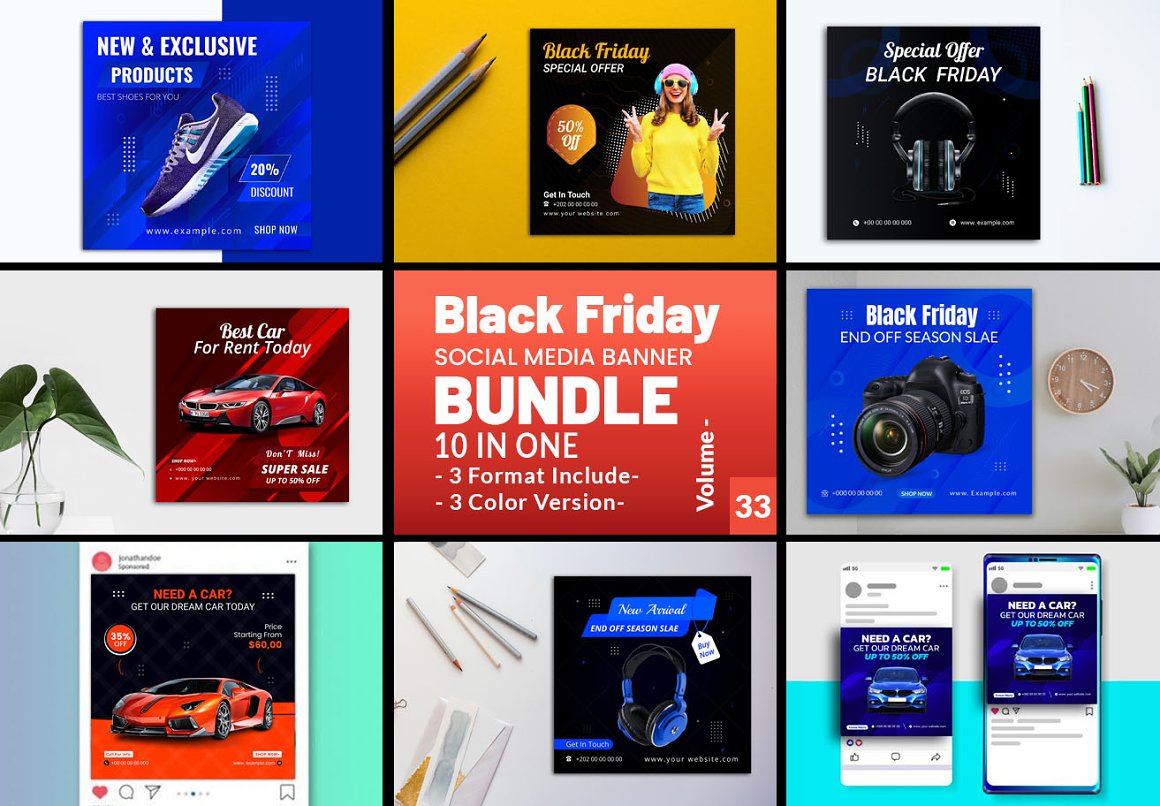 black friday social media post banner bundle vl 33 3