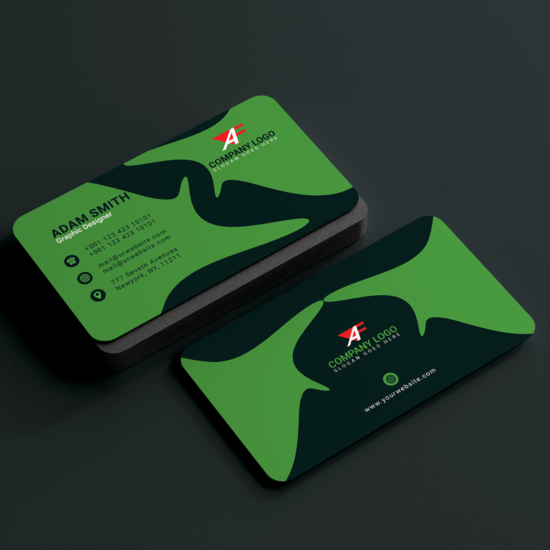 Stylish Business Card 4 Color Variation In One Pack 2024 preview image.