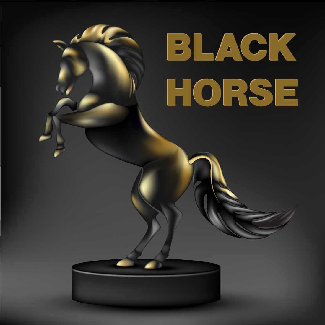 black-horse-on-dark-background preview image.