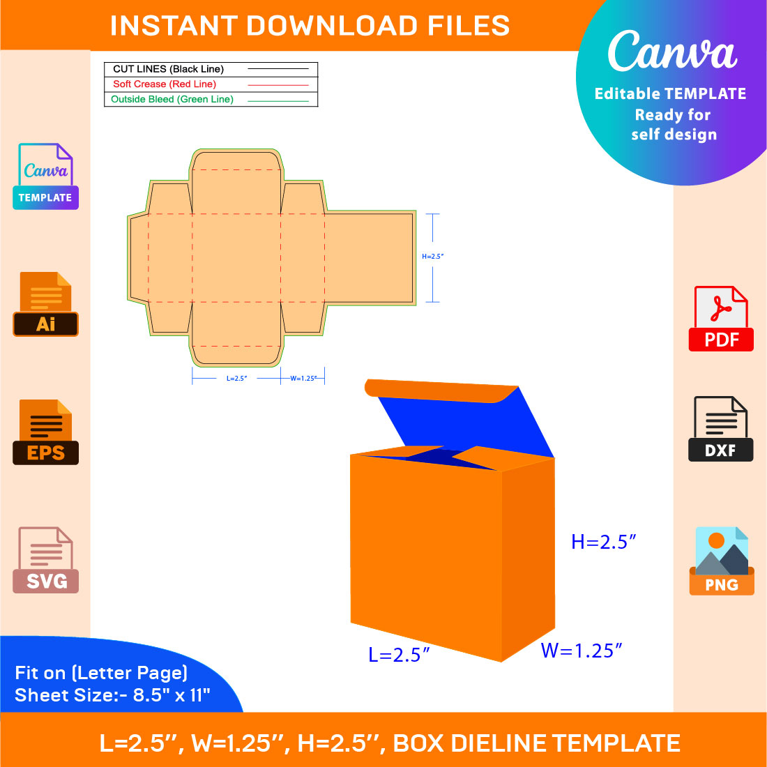 Box Packaging Dieline Template Box cover image.