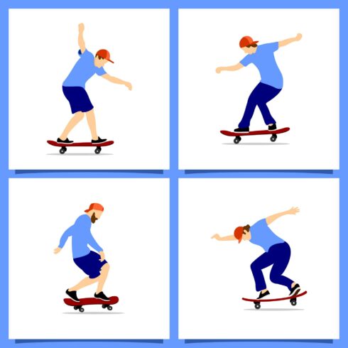 Boys skateboarder character vector illustration - $4 cover image.