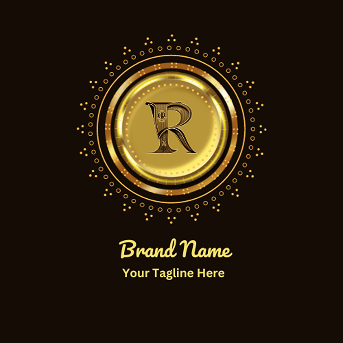 R - Luxury Letter Logo Design Template preview image.