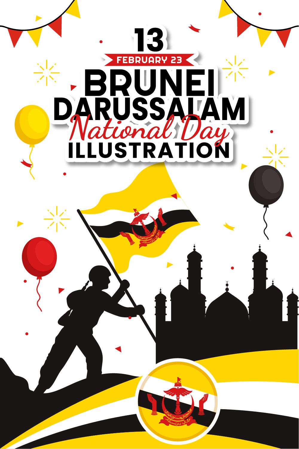 13 Brunei Darussalam National Day Illustration pinterest preview image.