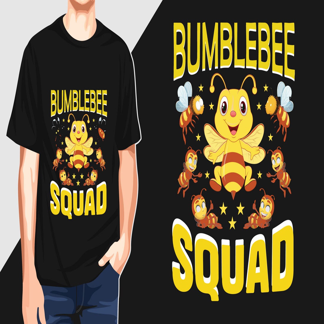 Bumblebee squad t-shirt design preview image.