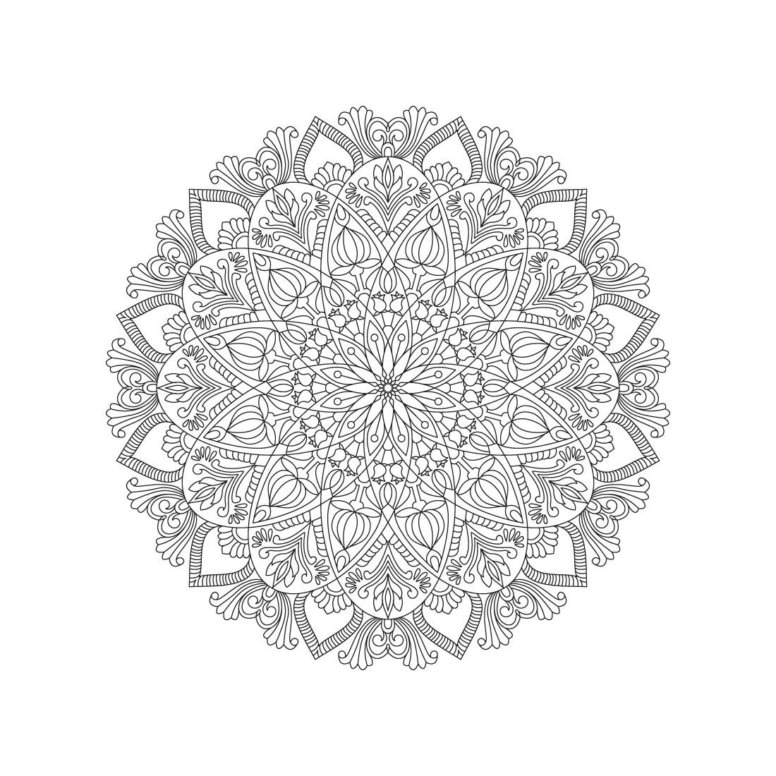 Bundle of 10 Blissful spheres Mandala Coloring Book Pages preview image.