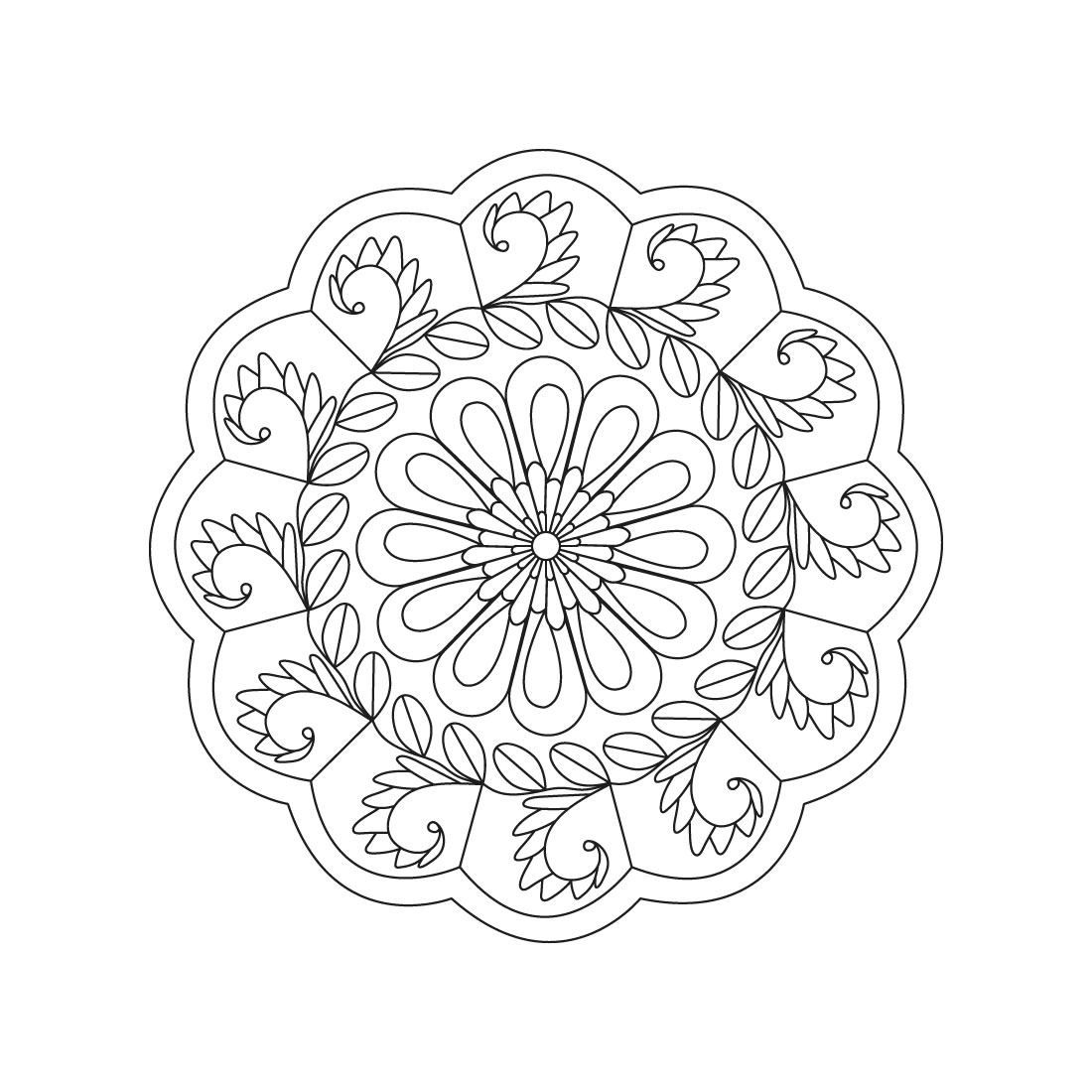 Bundle of 10 Blossoming Beauty Mandala Coloring Book Pages preview image.