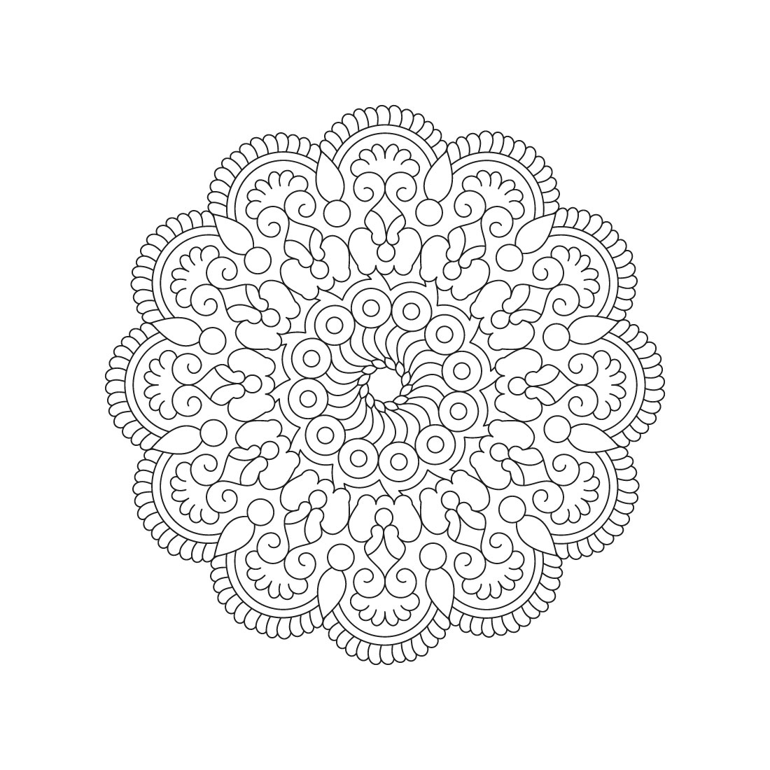 Bundle of 10 Tranquility Mandala for KDP Coloring Book interior Pages preview image.
