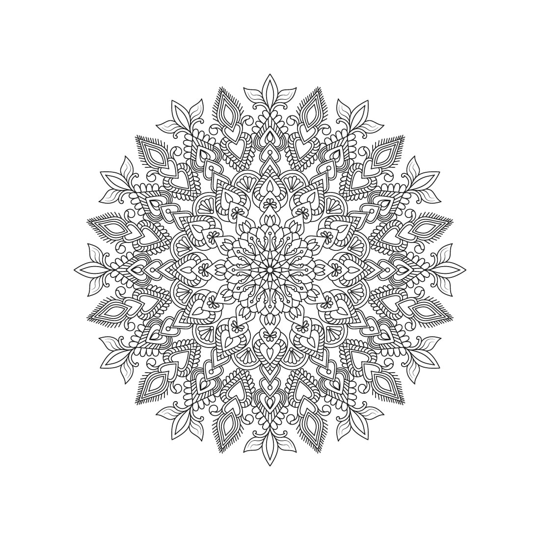 Bundle of 10 Cosmic Delight Mandala Coloring Book Pages preview image.
