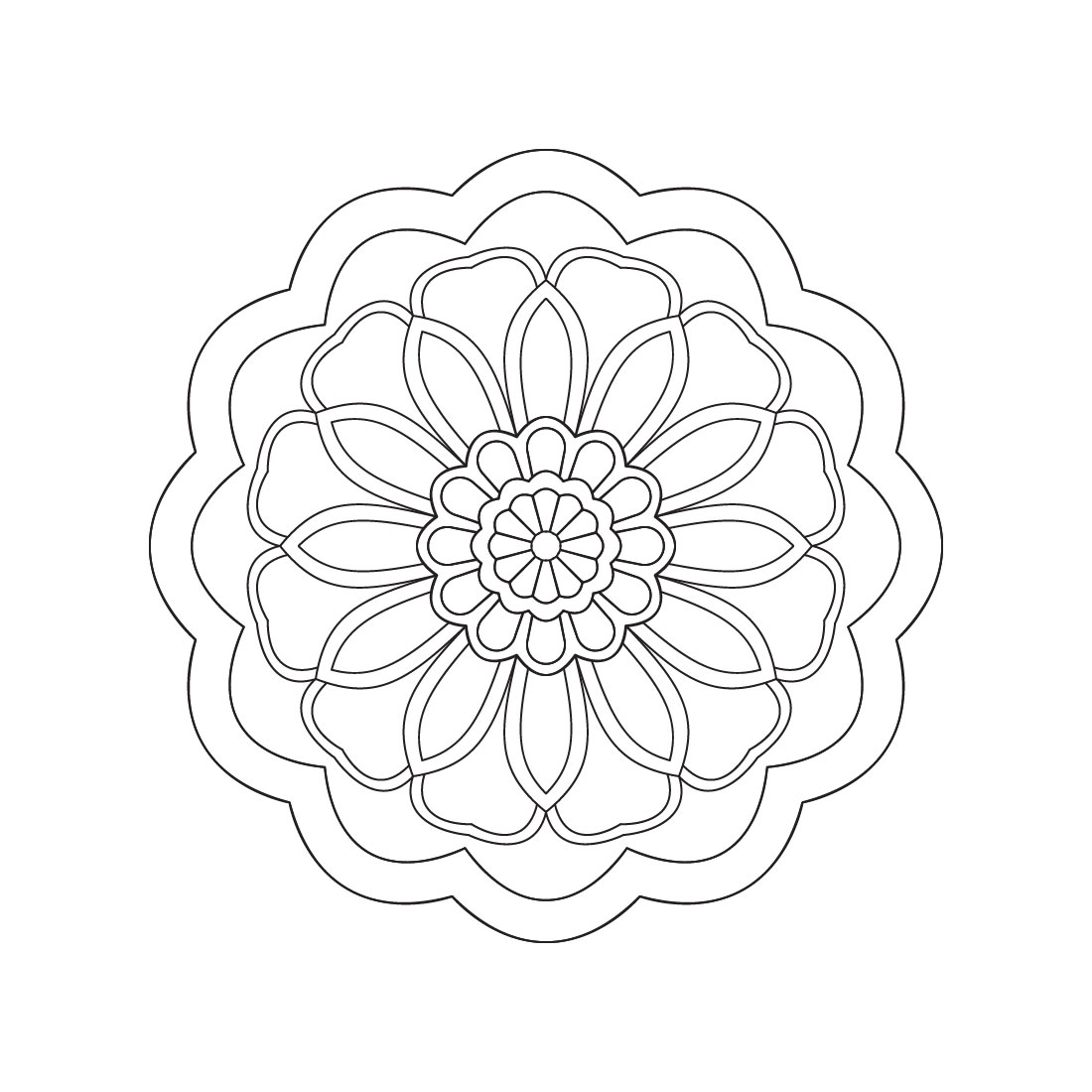 Bundle of 10 Floral Fusion Mandala for KDP Coloring Book interior Pages preview image.