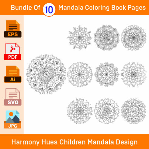 Bundle of 10 Tranquility Mandala for KDP Coloring Book interior Pages cover image.