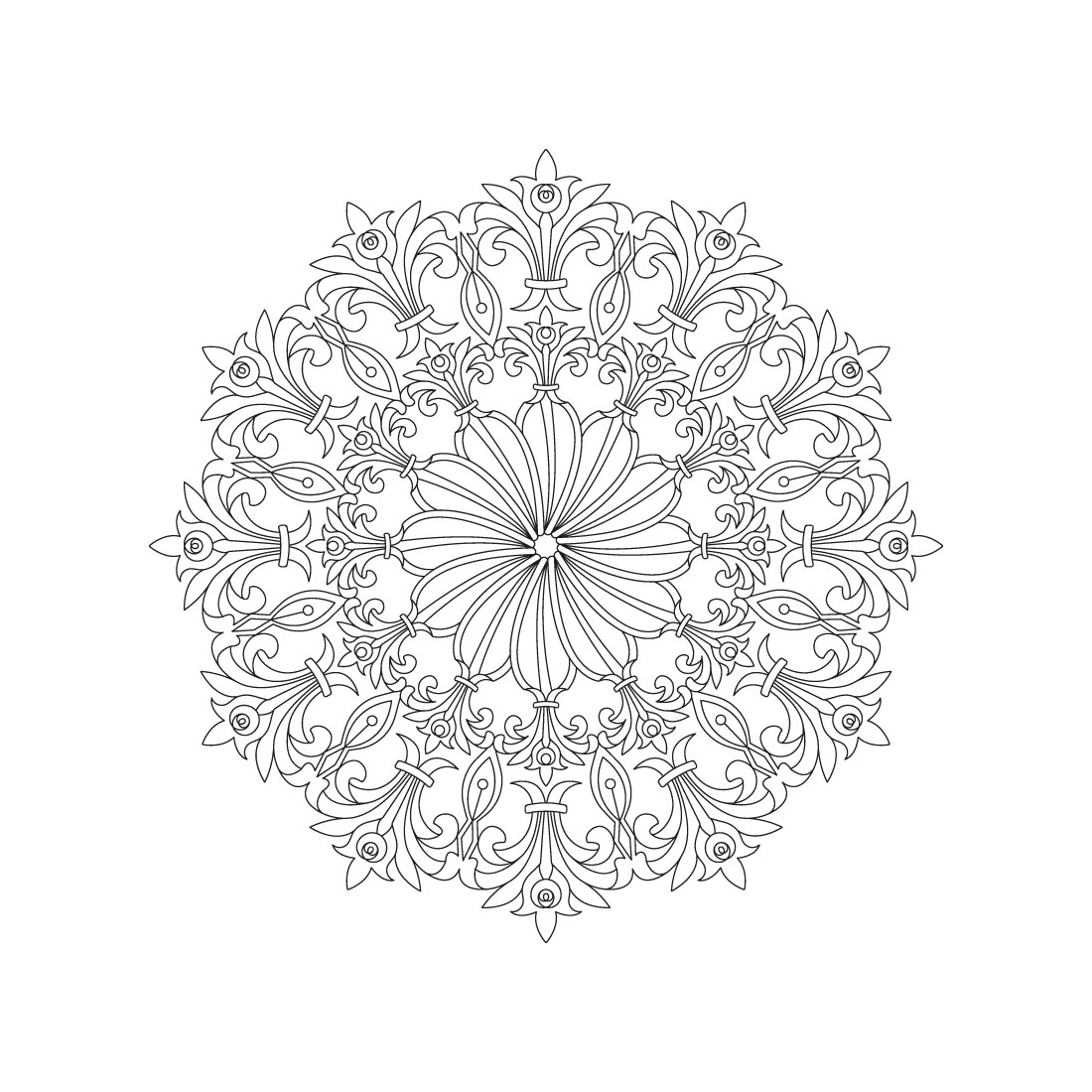 Bundle of 10 Inner Peace Mandala Coloring Book Pages preview image.
