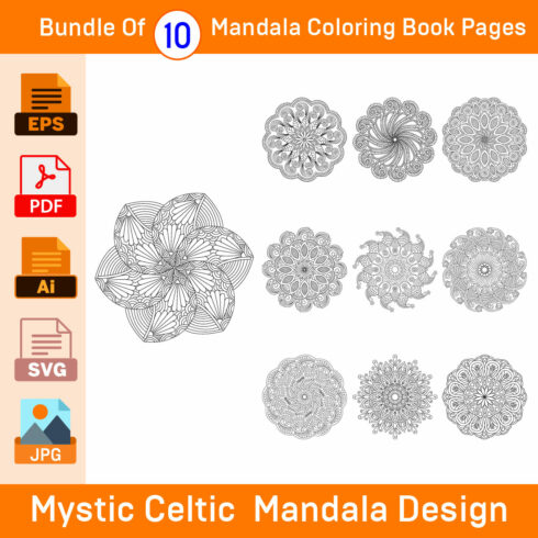 Bundle of 10 Tranquillity Mandala for KDP Colouring Book interior Pages cover image.