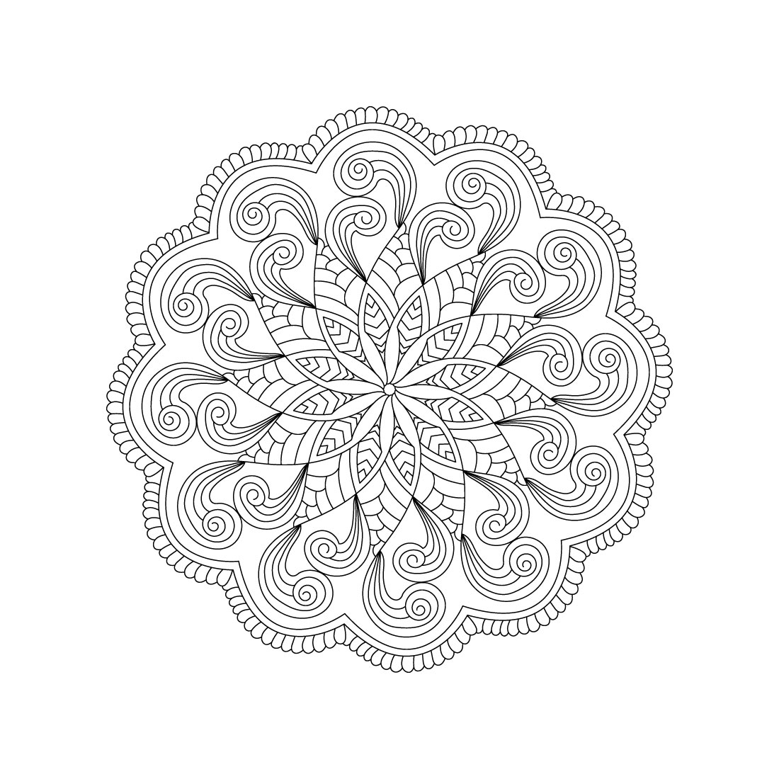 Bundle of 10 Tranquillity Mandala for KDP Colouring Book interior Pages preview image.