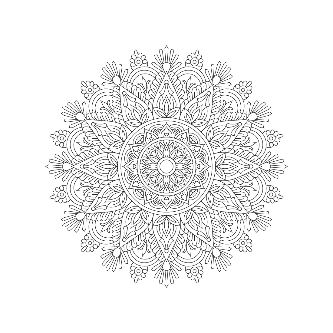 Bundle of 10 Tranquil Gardens Mandala Coloring Book Pages. - MasterBundles