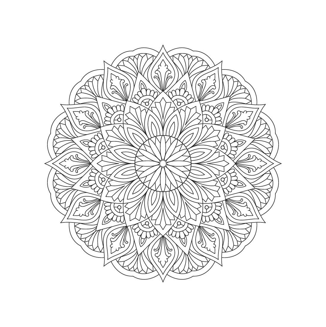 Bundle of 10 Tranquil Gardens Mandala Coloring Book Pages. - MasterBundles