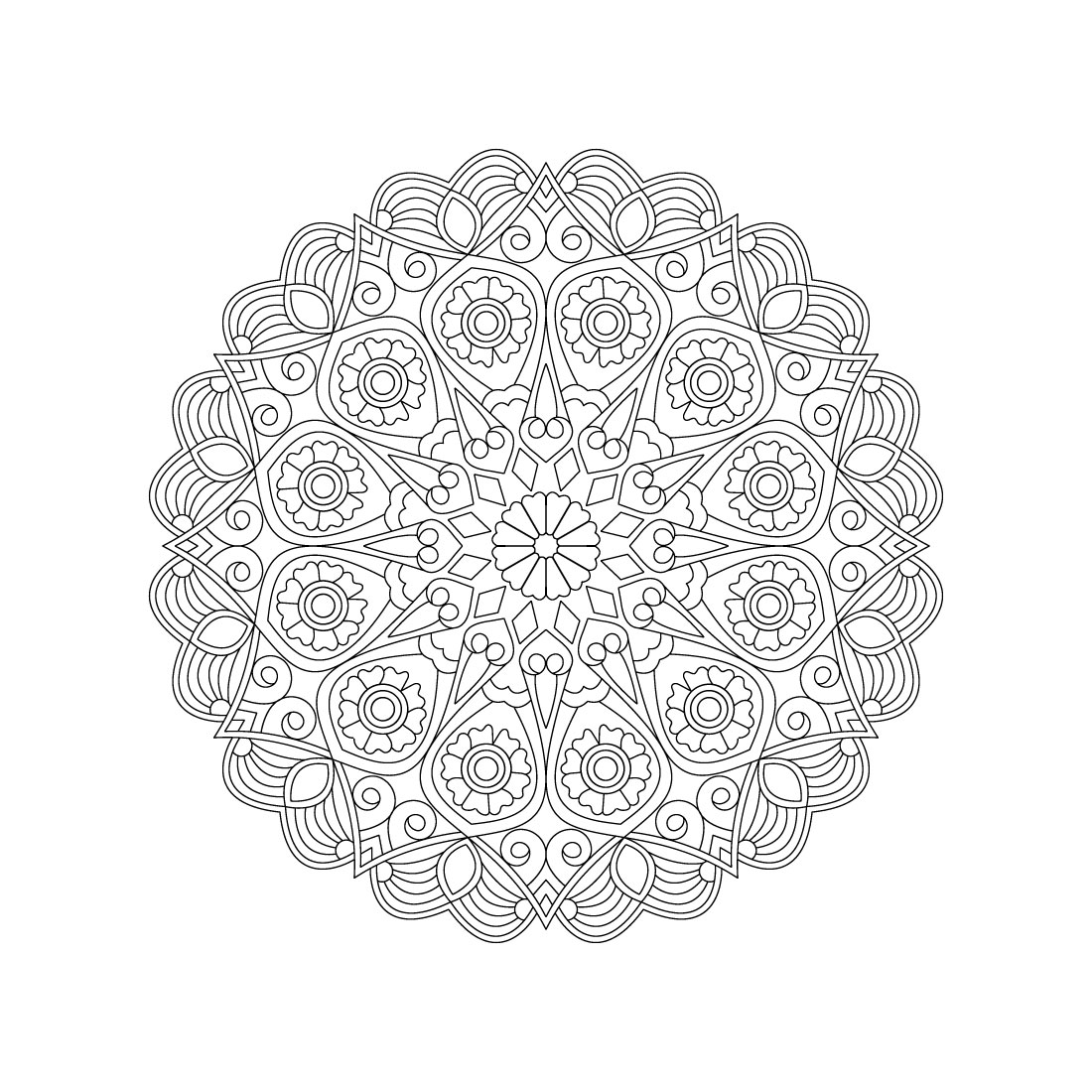 Bundle of 10 Starry Mandala for KDP Coloring Book interior Pages preview image.