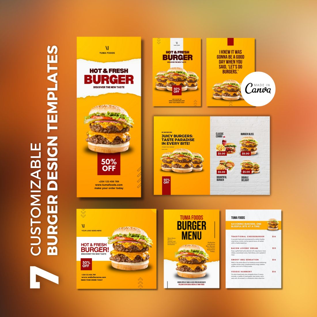 Burger Templates Design Bundle preview image.