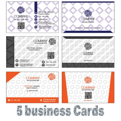 5 business card vector cover image.