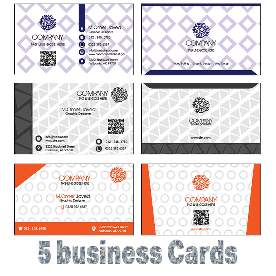 5 business card vector preview image.