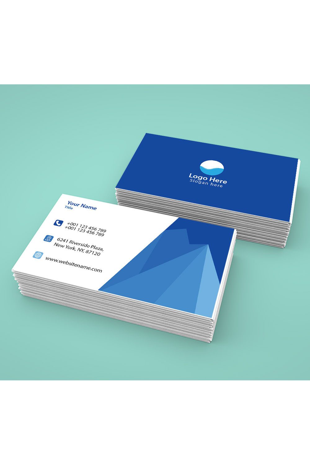 Blue Creative Business Card pinterest preview image.