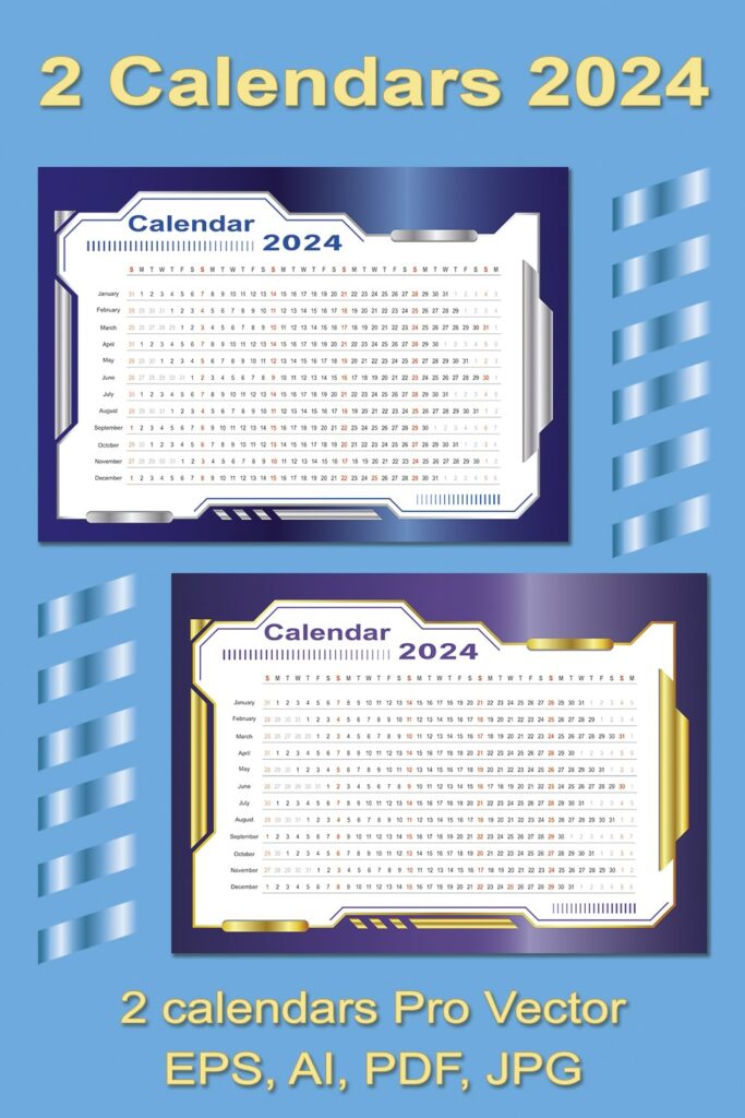 2 Vector Pro Wall Cyber style Calendars_2024 MasterBundles