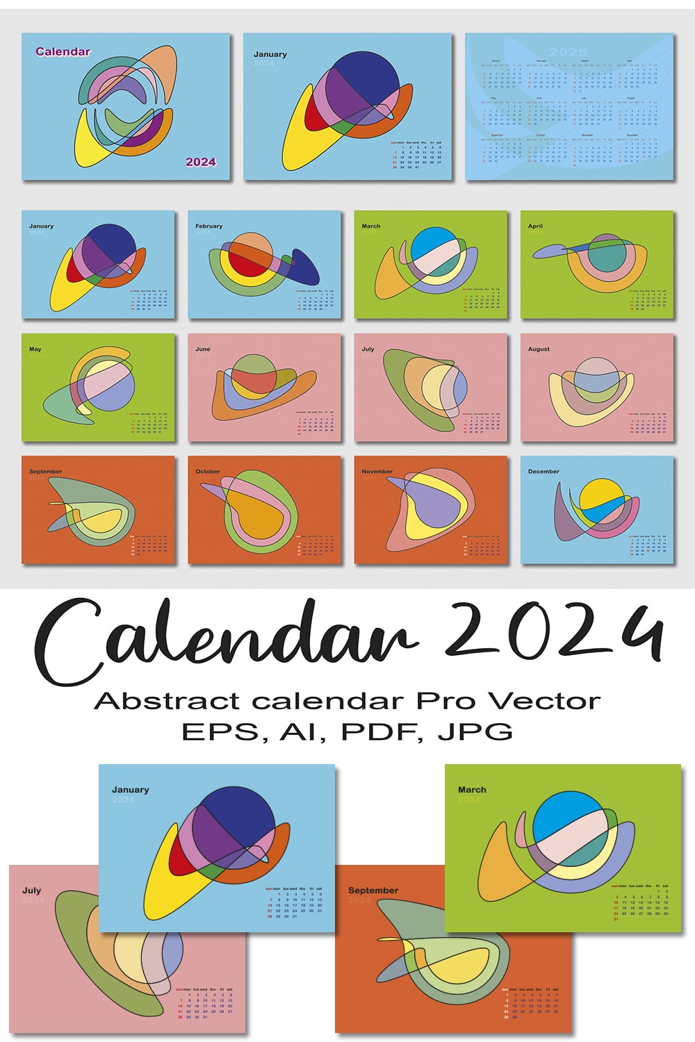 Vector Wall Abstract Calendar_2024_horizontal pinterest preview image.
