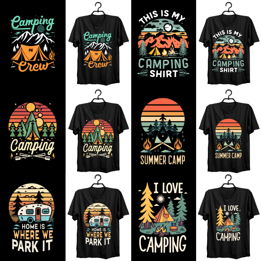 Camping T-shirt Design Bundle preview image.