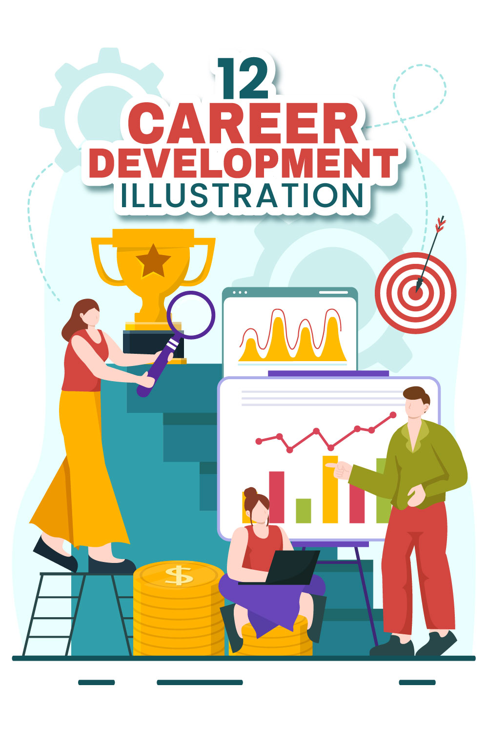 12 Career Development Illustration pinterest preview image.