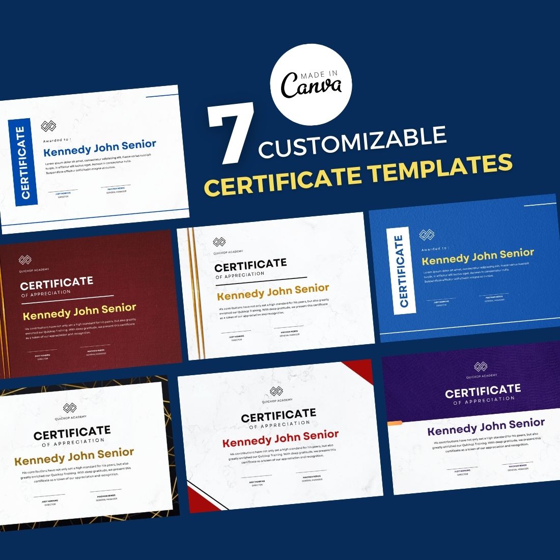 5 Certificate Templates Design Bundle preview image.