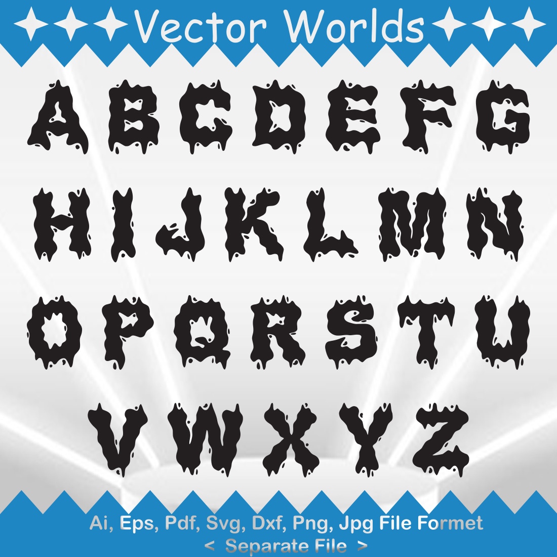 Water Font Alphabet SVG Vector Design preview image.