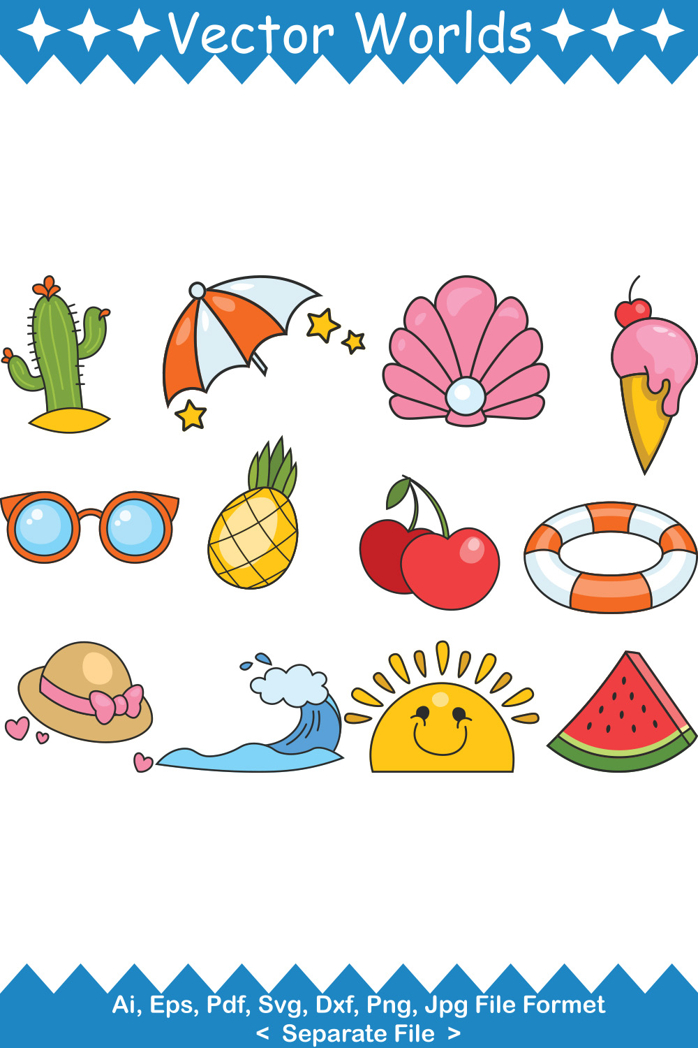 Summer SVG Vector Design pinterest preview image.