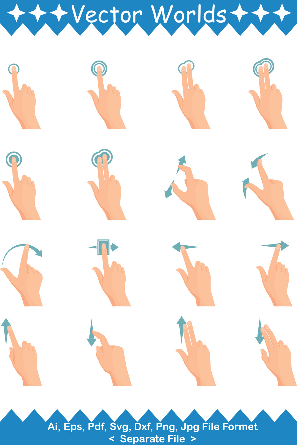 Touch Screen Hand SVG Vector Design pinterest preview image.