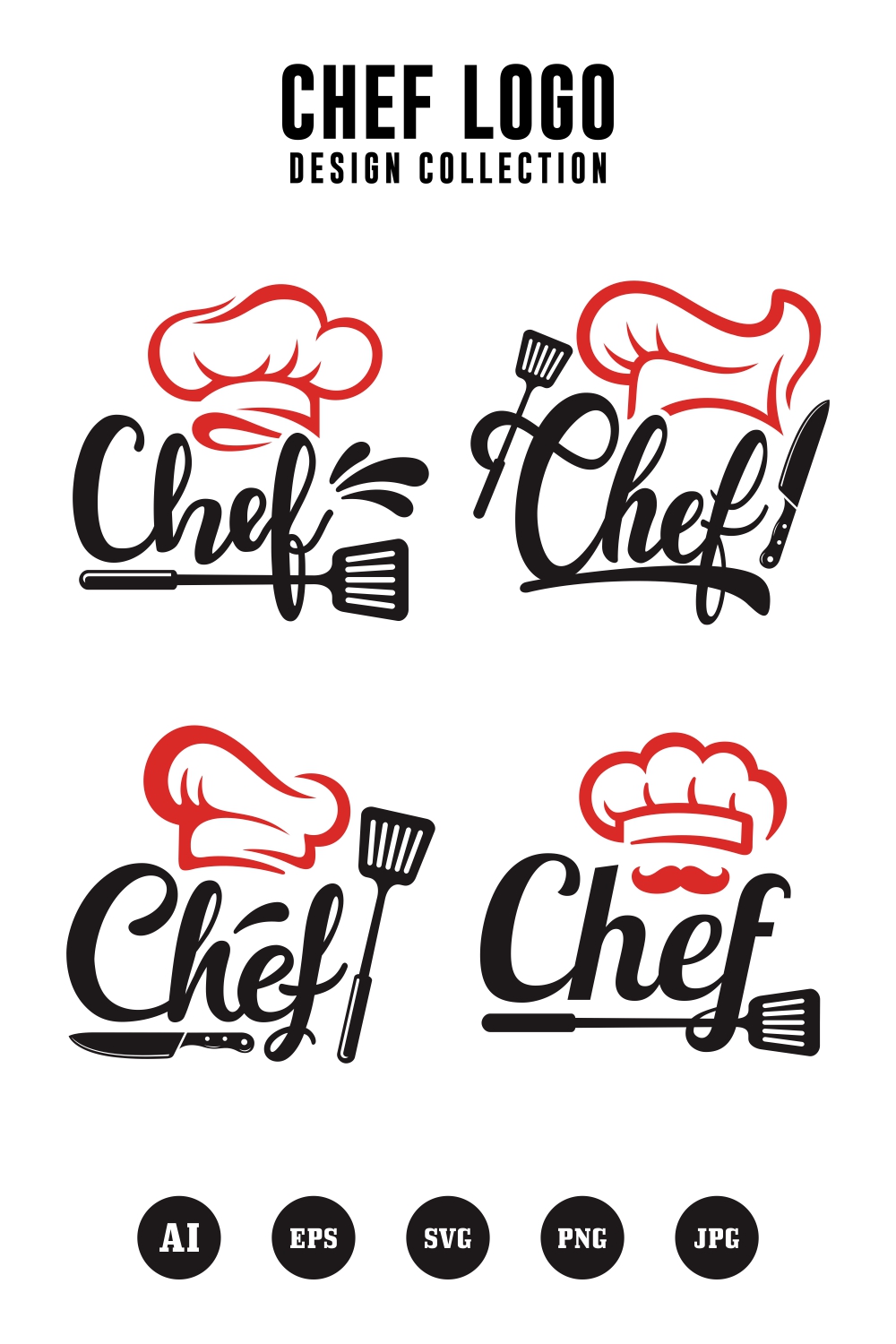 Chef restaurant logo design collection - $8 pinterest preview image.