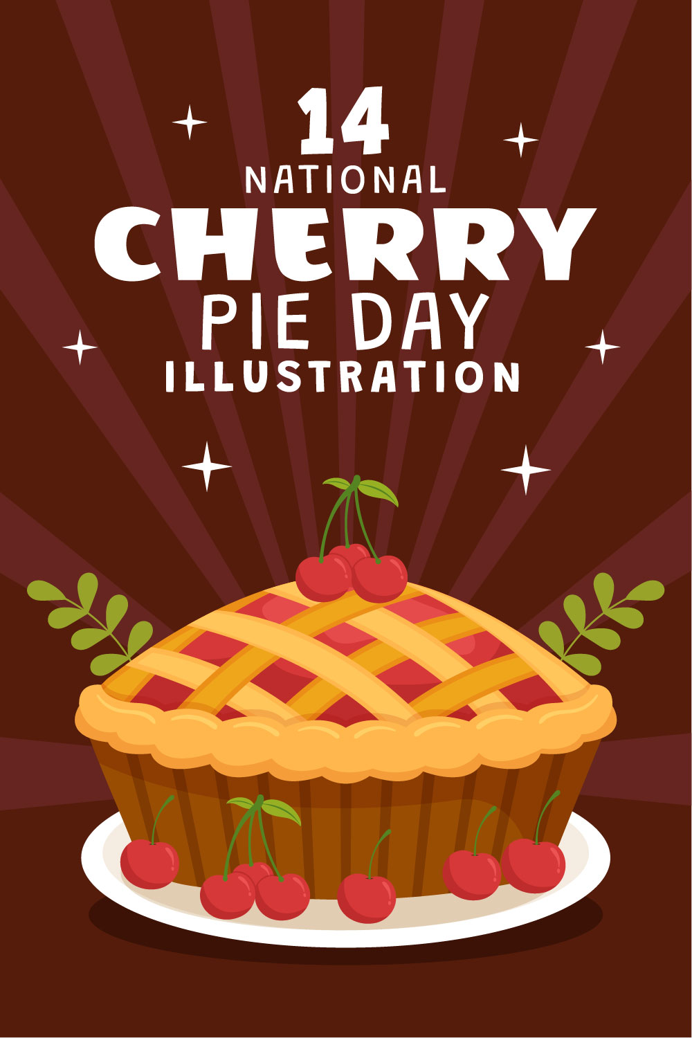 14 National Cherry Pie Day Illustration pinterest preview image.