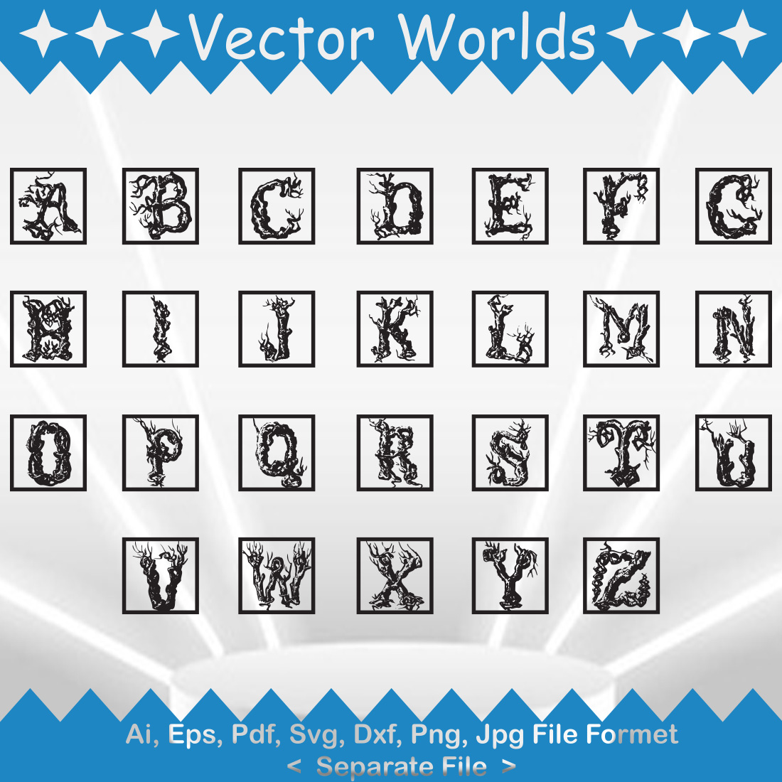 Tree Alphabet SVG Vector Design preview image.