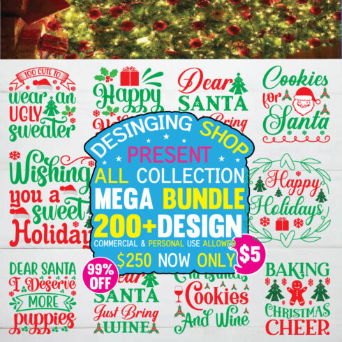 200 MEGA Christmas SVG design Bundle, Christmas SVG DESIGN, Christmas SVG QUOTES BUNDLE cover image.