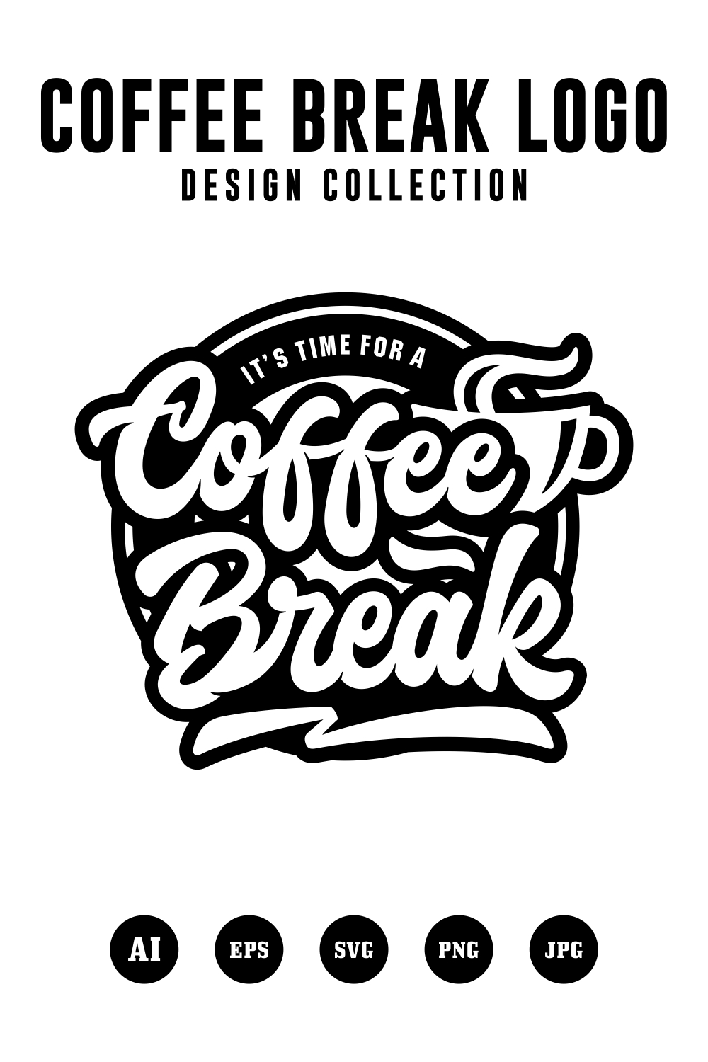 Coffee break vector logo design - $4 pinterest preview image.