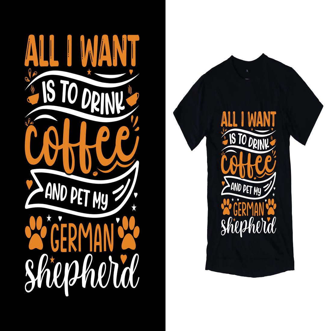 Coffee typography t-shirt design preview image.