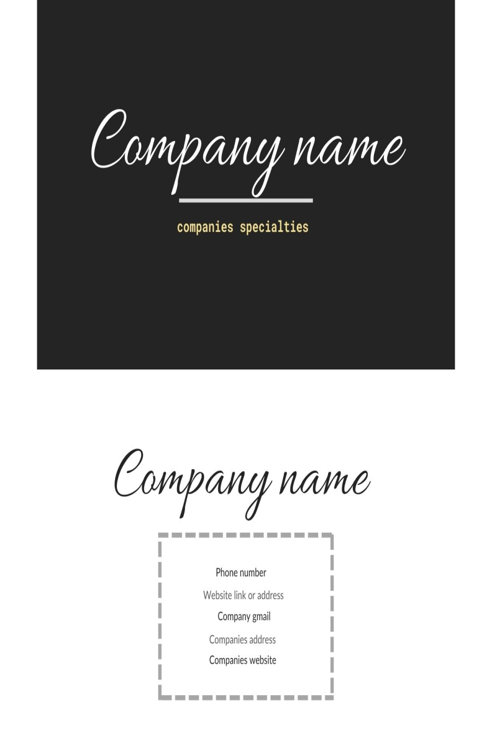 A business card pinterest preview image.