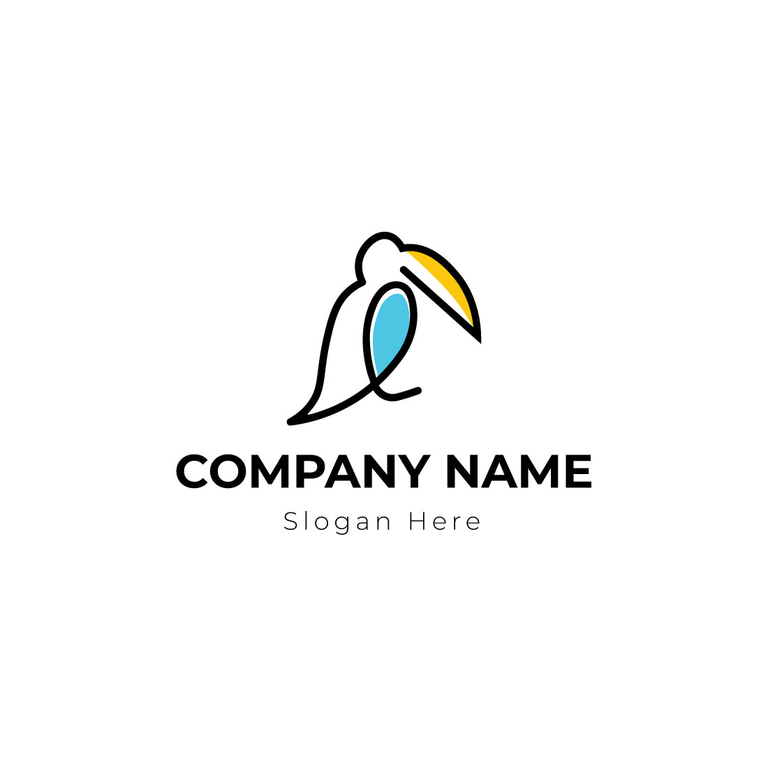 Minimalist toucan vector icon logo design preview image.