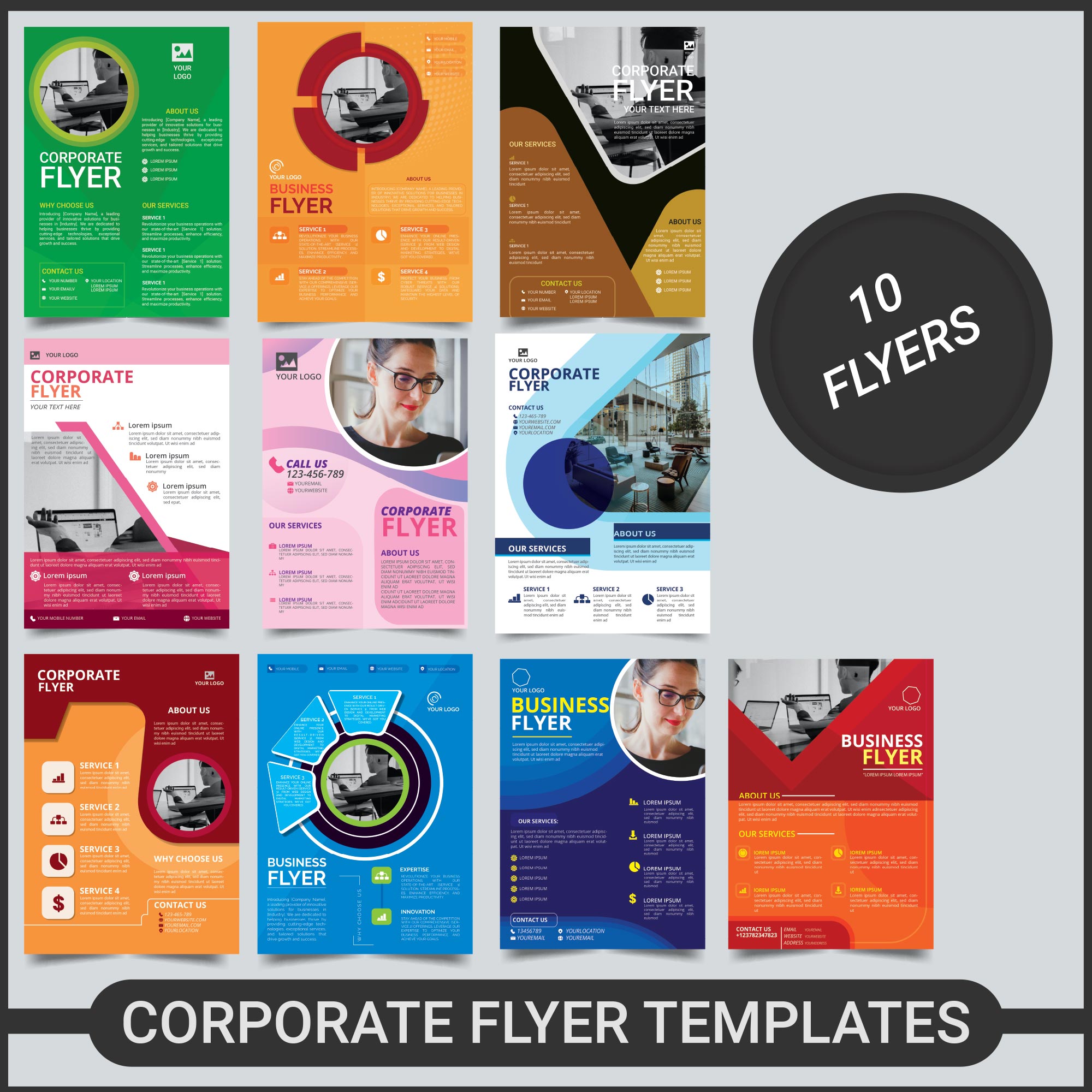 Corporate flyer templates preview image.